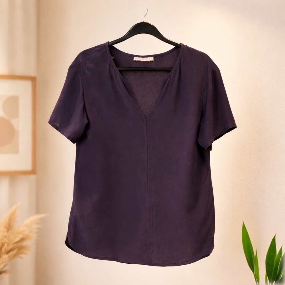 Tory Burch Silk Tunic Blouse Size 10 Quiet Luxe Elevated Minimalist Capsule‎